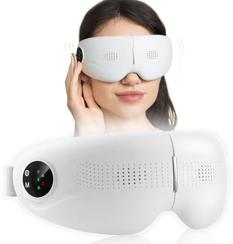 Heated Eye Massager with Bluetooth & Vibration Massage - 180° Foldable Wireless Rechargeable Eye Massager for Dry Eyes Relief, Sleep Improvement, and Eyes Strain, Gifts for Women/Men