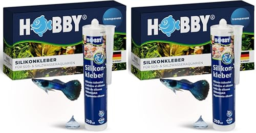 HOBBY Aquaristik Silikonkleber I 310 ml Kartusche I hochelastischer Silikon für Aquarien I alterungs- & witterungsbeständiger Aquarien-Silikon I Aquarienkleber UV- & temperaturresistent I transparent