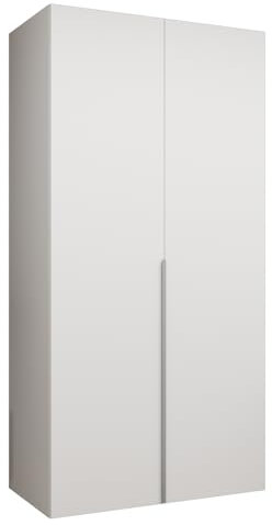 MEBLE KRYSPOL - Kleiderschrank - Drehtürenschrank - Schrank 100 x 202 x 52 cm - Moderner Garderobenschrank Schlafzimmer, Flur, Jugendzimmer - Weiß, Griff Kaschmir - Alicante 1