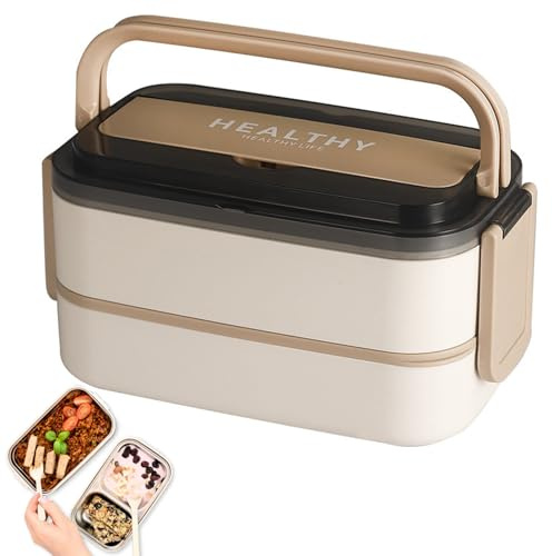 CHARMNAIL Bento Lunch Box 1400ml, Fiambrera con Compartimentos Acero Inoxidable 304, Hermética y Apto Lavavajillas para Oficina/Viaje, caja isotérmica para adultos y niños,