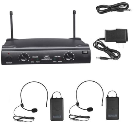 Toddmomy Dual Uhf Wireless Mikrofon Set mit Bodypack Sendern und Headset Mikrofonen Reichweite Audioausgänge Professionelles Karaoke Funkmikrofonsystem für Gesang und Bühnenauftritte