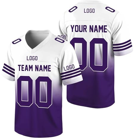 Personalisierte American Football Trikots mit Name Nummer Logo Karneval Kostüm T-Shirt für Kinder Erwachsene Junge Mädchen Herren Damen