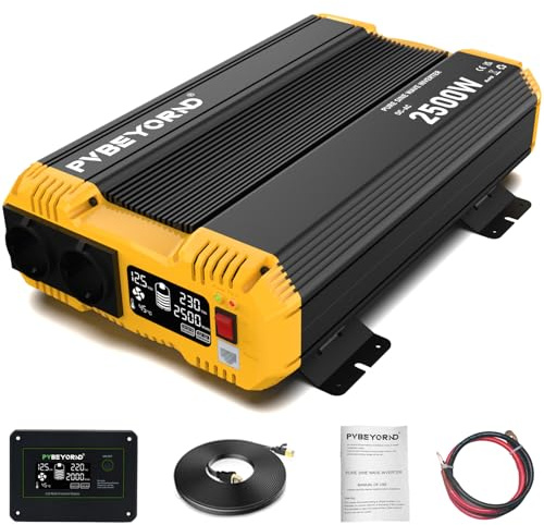 PVBEYORND Sinus Wechselrichter 12V auf 230V Reiner Sinus 2500W/5000W 50HZ