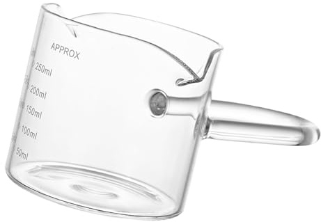 NVOQILIN Bicchiere da shot in vetro borosilicato con doppio beccuccio, misurino per caffè espresso con manico