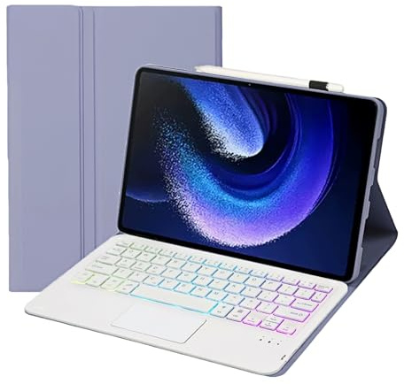 Caja con Teclado para Honor Pad 10 / Tablet 10 12.1 Pulgadas 2025 con Panel Táctil Retroiluminado en 7 Colores, Teclas Cuadradas Bluetooth 5.0 Teclado para Honor Pad 10 12.1(Purple)