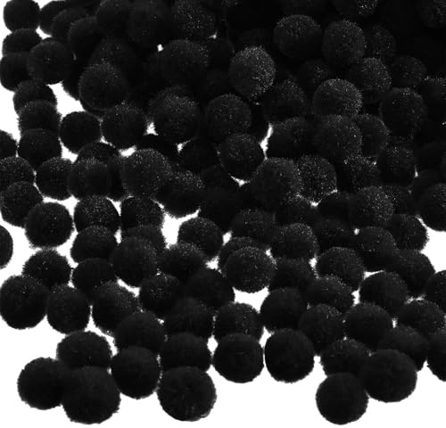 300 Piezas Pompones de Negro, 10 mm Bolas de Fieltro, pompones manualidades, Pompone para Manualidades Creativas y Decoraciones Bricolaje