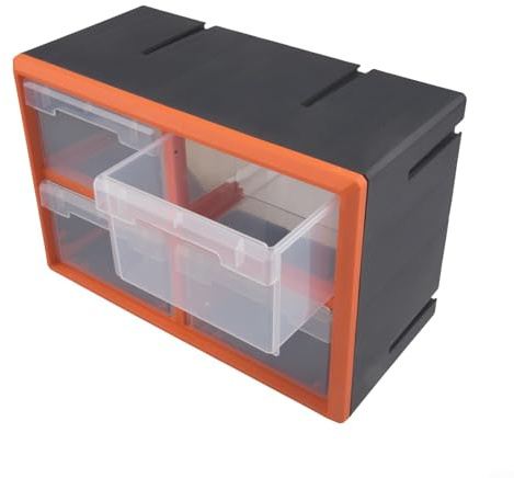 Multi-Grid Kunststoff Schubladenbox für Werkzeuge & Elektronik Stapelbar & Wandmontage Aufbewahrungslösung für Werkstatt & Zuhause