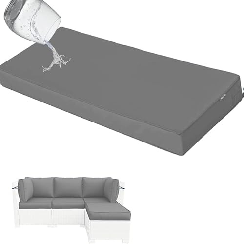Cuscino impermeabile per panca da esterno, per 2-3 posti, rimovibile e imbottito, per mobili da giardino, panca da birra, cuscino per dondolo grigio chiaro (110 x 50 x 5 cm)