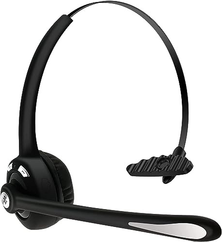 voijump Bluetooth Headset with Microphone,V5.1,Noise Canceling Wireless On Ear Headphones, Bluetooth Headphones with Mic, Phone Headset Mute Button for Laptop, Skype, Call Centers, Office, Trucker
