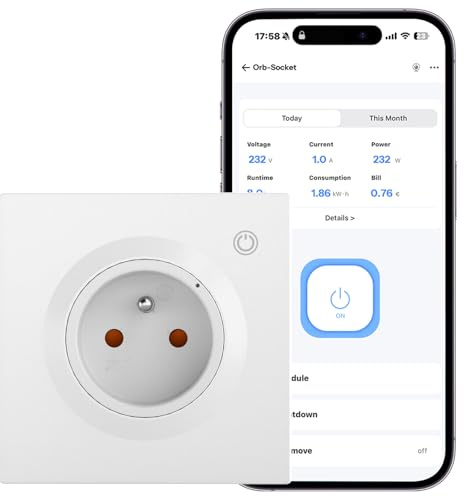 SONOFF Fusion, Orb Socket(Type-E), WS01TPE-E, Prise Murale Intelligente, Compatible Matter, Wi-Fi 2.4GHz, Norme UE, 16A, 4000W, Surveillance de l'Énergie, Fonctionne avec Alexa/Home Assistant