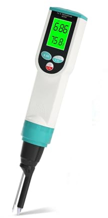 MNMIOIO Boden-PH-Tester, Digitales PH-Meter 0,00–14,00, hochpräziser Sensor mit ATC-Temperatur, PH-Tester for Fleisch, Käse, Teig, Marmelade, Backen und Kochen