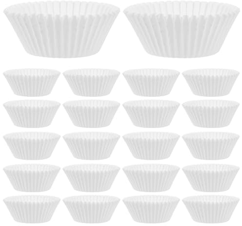 WOFASHPURET 100 Pezzi Pirottini per Muffin in Carta Bianca, Contenitori per Tazze da Dessert senza Odore, Forniture per Feste e Dolci Fatti in Casa, Pratici e Sicuri per Forno, per Compleanni