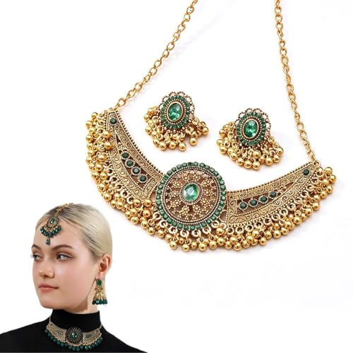 HIYAHB Indian Style Necklace for Women, Ethnic Statement Traditional Inspired Jewellery, Boho Necklaces Wedding Party Festival Necklac, Dress Accessory, Party Dress Costume Accessory