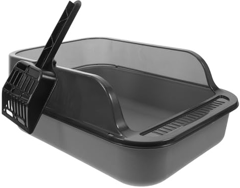 Homoyoyo Semi Enclosed Cat Litter Box High Wall Design Litter Scoop Made of Sturdy Abs Material Easy to Clean for Cats and Rabbits at Homes or Pet Stores