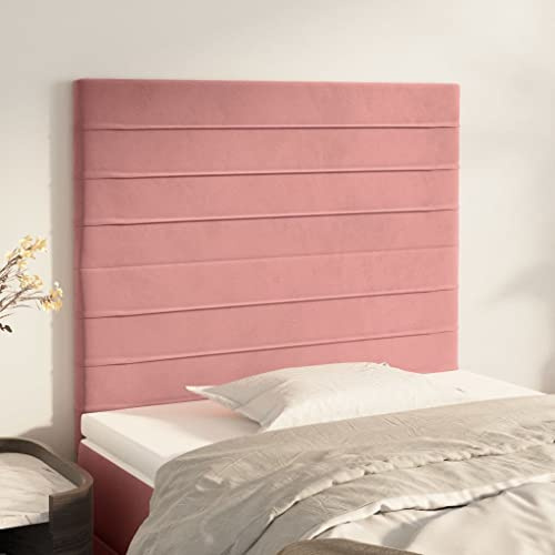 YunCangg Kopfteil Rosa Samt 80x5x118/128 cm höhenverstellbar mit Holzbeinen, Polsterkopfteil für Schlafzimmer Gästezimmer, freistehend und Wandbefestigung, Rückenstütze zum Anlehnen und Lesen