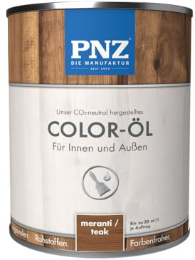 PNZ Color-Öl für Innen und Außen | lösemitttelfreies Farböl | Nachhaltig hergestellt mit regionalen Rohstoffen | für alle Hölzer, auch Bienenhäuser, Gebinde:0.75L, Farbe:meranti/teak