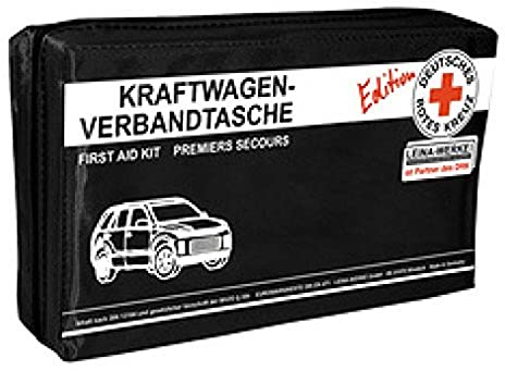 LEINAWERKE 82092 KFZ-Verbandtasche Compact schwarz - weiß/rot, 10Stk.