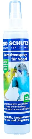 Bio Schutz Parasitenspray für Vögel 150ml Pumpspray - für Tier und Umgebung, gegen Flöhe, Zecken, Milben, Federlinge, Läuse