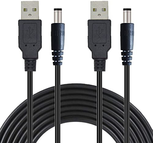 Liwinting 2pcs 2m USB A Mâle vers DC Câble 5.5mm x 2.1mm 5V Barrel Jack Adaptateur d'alimentation pour Routeurs Répartiteur Haut Parleur Disque Dur Laptop - Noir