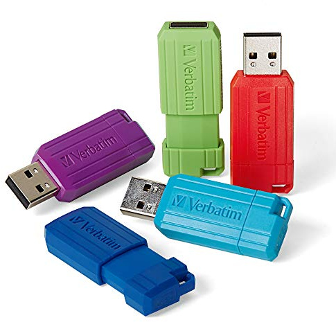 Verbatim 32 GB kritstreck infällbar USB 2.0 USB-minne – 5-pack – flerfärgad (grön, blå, röd, lila, cyan)