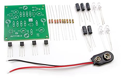 LED Blinklicht Bausatz Blau Weiß 9–15V DIY Elektronik Kit Einstellbare Frequenz 4 LEDs Flasher Modul Für Modellbau Signallicht AVT 720 Für Anfänger Einfacher Aufbau