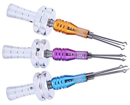 Loboo Idea Lot de 3 outils de crochetage pour serrure en croix Avec poignée longue Diamètre 6,0 mm, 6,5 mm et 7 mm Pour serruriers professionnels et débutants