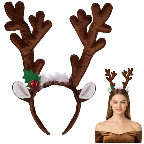 BALINCO Corna di renna/alce o cerchietto per capelli - l'accessorio perfetto per adulti e bambini per Natale o Carnevale (marrone scuro)