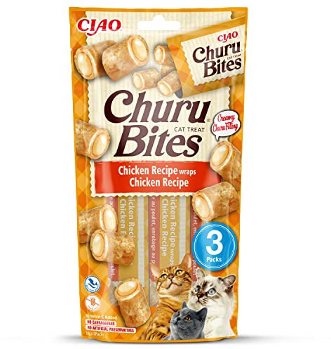 INABA Churu Bites mit 59% Hühnerfleisch und 16% Thunfisch Katzenleckerlis | Getreidefrei, Zuckerfrei, Keine Nebenerzeugnisse Katzensnacks | Perfekt zum Verstecken von Tablette 30 g (1er Pack)
