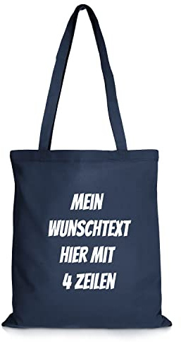 GERLINOVA Jutebeutel bedrucken mit Wunschtext, Stoffbeutel mit langen Henkeln, 100% Baumwolle