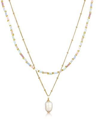 Elli Halskette Damen Beads Barock Layer mit Süßwasserzuchtperle 925 Silber