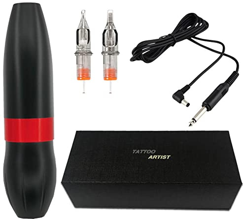 MTSM Tattoo Maschine Set Tattoo Stift Maschine Kit Tattoo Rotary Permanent makeup Pen 2PCS Cartridges Tattoo Nadeln Patronen (02Pen)