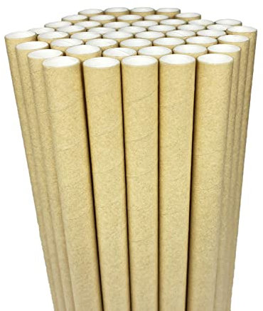 Strohhalme Papier Bubble Tea Trinkhalme Einweg 50 Stück, 12mm breit Dicke Strohhalm Biologisch Abbaubare für Boba Smoothies Milchshake Jumbo und Anlässe, DIY, Hochzeit, Partyzubehör - Braun