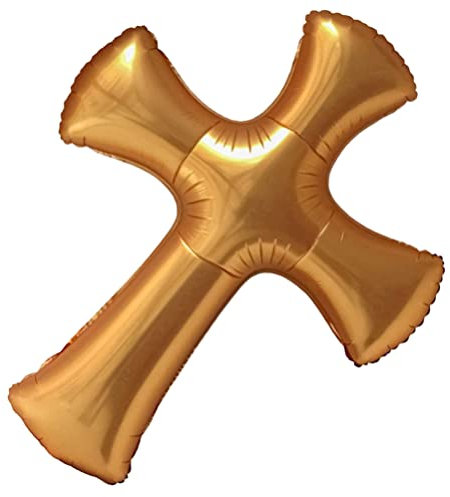 Amosfun Goldener Kreuzform Mylar-Ballon 39 Zoll Kreuzform Ballon Jumbo Taufe Ballons Großer Gedenkballon Kommunion Taufe Religiöser Folienballon für Babyparty Party Hochzeit