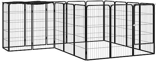 vidaXL Hunde Laufstall 18-TLG. 50x100cm Stahl Pulverbeschichtet Welpenauslauf