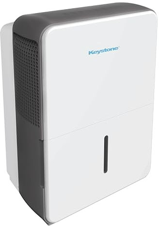 Keystone Deshumidificador portátil de 50 pintas para sótano, cochera, sala de estar y habitaciones extra grandes de hasta 4.500 pies cuadrados, 115 V, deshumidificador silencioso para el hogar y