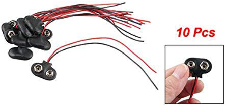 TsoLay R 10 pezzi nero Faux pelle Shell T Tipo Wired 9V batteria clip connettore