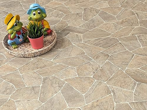 PVC Bodenbelag Vinylboden in Bruchstein Mosaik, Zuschnitt (4m breit, 3m lang)