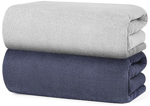 URAQT Microfaser Handtücher, 2er Set Schnelltrocknende Handtücher aus Microfaser für Sauna Fitness Sport, Reisehandtuch, Sporthandtuch, Strandtuch - Fitness, Sport, Schwimmen, 70 * 140cm