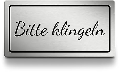 Bitte klingeln Schild rechteckig, 15cm lang in silber | selbstklebendes Klingelschild aus Acryl für draußen, wetterfest und UV-beständiges Hinweisschild