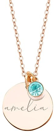 kaululu Personalisierte Kette Damen mit Namen Kette mit Geburtsstein Namenskette für Mütter Kette mit Gravur Freundschaftsketten Personalisierter Schmuck für Mädchen/Freunde