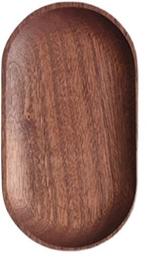 Bandeja de frutas, plato de postre redondo de madera maciza, vajilla, bandeja de madera, plato de aperitivos, plato de frutas secas, plato de madera de Color nogal, bandejas de comida ( Size : Small )