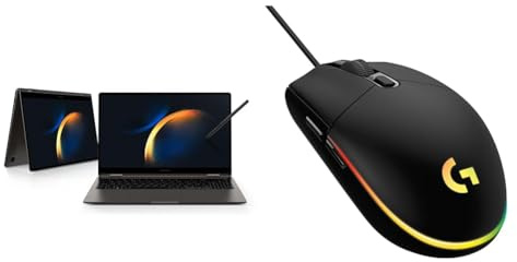 Samsung Galaxy Book3 360 Wi-Fi Laptop, 15.6 Inch, 13th gen Intel Core i5 Processor & Logitech G203 LIGHTSYNC Gaming Mouse with Customizable RGB Lighting, 6 Programmable Buttons