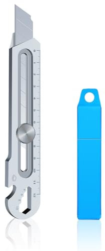 Amlope Schweres Mehrzweck Gebrauchsmesser mit 10 Klingen 6 In 1 Profi Cuttermesser Edelstahl Universalmesser 18mm Multifunktionales Gebrauchsmesser Teppichmesser Druckguss Cutter Messer(Silber)