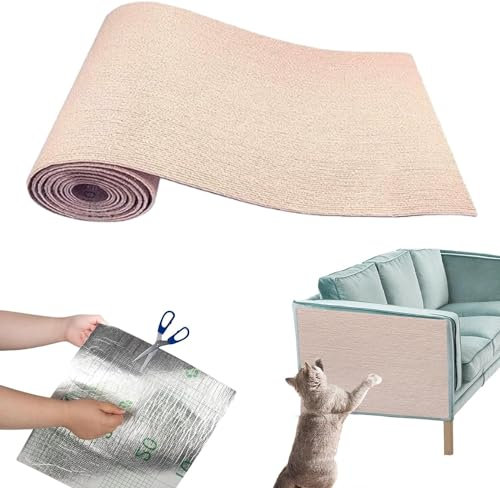 Kratzmatte for Katzen, 40 X 100 cm, Anti-Kratz-Möbelschutz, Möbel-Kratzschutz for Sofa-Couch-Ecken, Katzen-Kratz-Trainingsband-Schutz for Türen, Möbel (Color : Khaki, Size : 60x100CM)