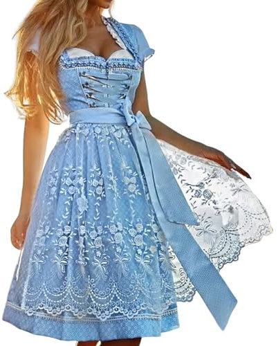Angebote des Tages Heute Elegantes Dirndl Damen Traditionelles Trachtenkleid mit Modernem Flair, Dirndl Schwarz Oktoberfest 2024 Dirndl Blusen