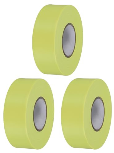 PATIKIL Nastro Segnaletico 1.2 x148', 3 Confezioni Nastro Segnaletico Neon in PVC Non Adesivo per Delimitare Confini di Rilevamento degli Alberi Sentieri Esterni, Giallo