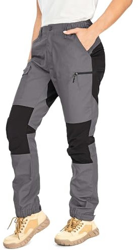Yenwits Wanderhose Damen Outdoor Hosen Langlebig Robust Atmungsaktiv Trekkinghose Arbeitshose für Outdoor-Aktivitäten und Außenarbeiten（2093，Hellgrau,S）