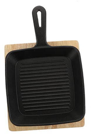 Cabilock Square Cast Iron Frying Pan Skillet Pan Lid Non Stick Frying Induction Hob Omelette