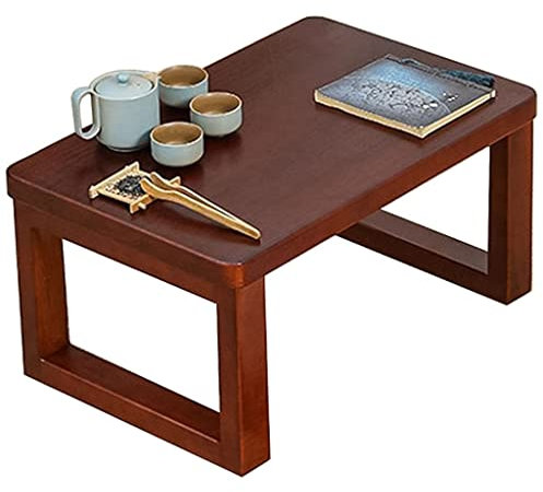 UQACHG Couchtische Couchtisch Japanischer Tatami-Tisch Klappbarer Niedriger Tisch Zen-Teetisch Cocktailtisch Tabletttisch Holz-Couchtische für Zuhause Wohnzimmer Balkon Büro，Brown-50x40x30cm