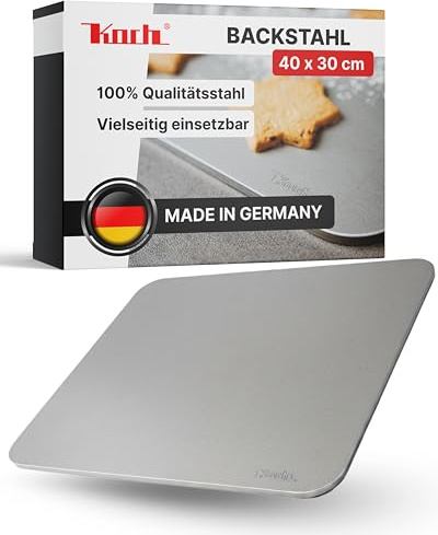 Koch Backstahl - 40 x 30 cm - Massiver Pizzastahl aus 5mm Qualitätsstahl - Für Backofen & Grill - Schnelle Aufheizung & gleichmäßige Hitze - Für knusprige Backofen-Pizza, Brot & Flammkuchen #09